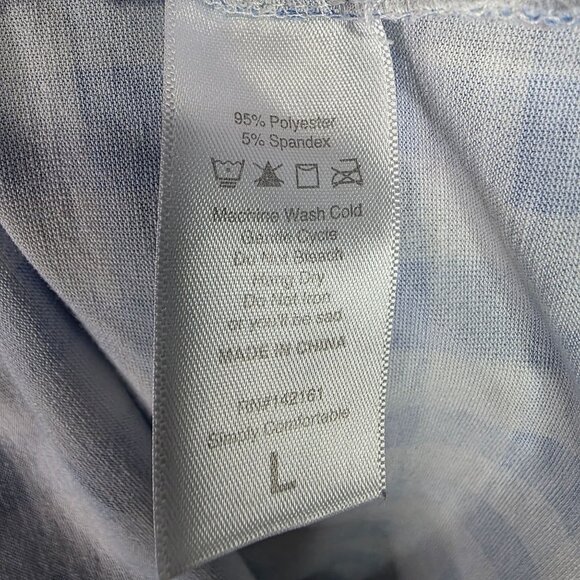 Womens LuLaRoe Blue & White Gingham Top Short Sleeve Polyester Spandex Size L - Picture 4 of 8